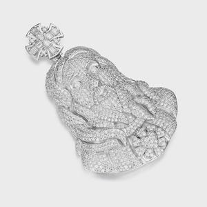 Pendentif Jésus Dvars Diamond DDMPH-20 en Moissanite Certifiée Taille Brillant, Sertissage Griffe, Argent Sterling 925 Plaqué Or 18K, Luxe pour Homme - Product Image 4