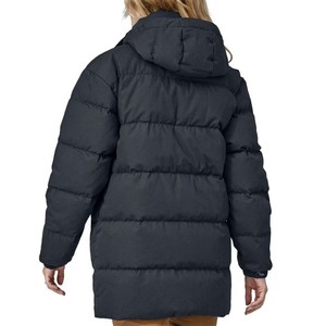 Women's <b>Quilted</b> Hooded <b>Jacket</b> Solid Color Thick Winter Warm Long Sleeve Full Length Polyester Wadding Coat With Button Closure - Product Image 6