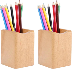 Porte-stylos en bois, étui à crayons en bois, boîte de rangement en bois, présentoir en bois et porte-crayons pour bureau d'enfant - Product Image 2