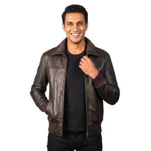 High Quality Plus Size Stand Collar <b>Leather</b> <b>jacket</b> for men Wholesale Outdoor Use with Hooded Pocket Decoration <b>jacket</b> for men - Product Image 1