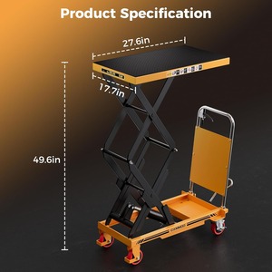 Carro Elevador Hidráulico, Capacidad de 330 lb, Altura de Elevación de 49.6 Pulgadas, Mesa Elevadora de Doble Tijera con Almohadilla Antideslizante y Protector de Seguridad - Product Image 5