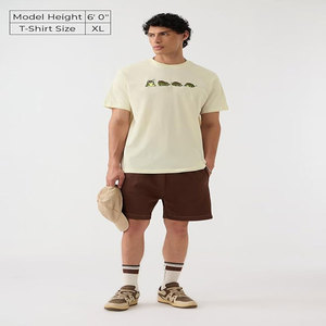 T-shirt pour homme en coton pur de haute qualité, version rétro ample avec manches tombantes et col rond, manches courtes - Product Image 3