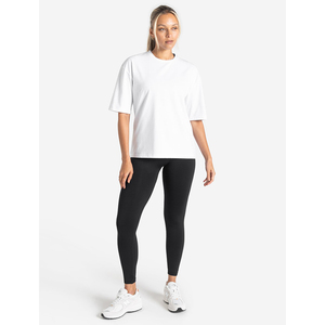 Camiseta de Punto para Mujer, Blanca, de Color Sólido, Manga Corta, Cuello Redondo, Corte Holgado, Informal, Transpirable, para Uso Diario, Todas las Temporadas - Product Image 5