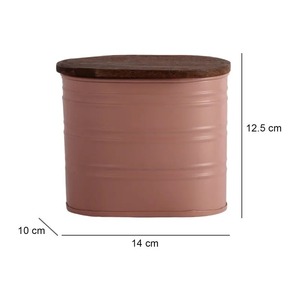 Handcrafted <b>Stackable</b> Metal <b>Storage</b> <b>Containers</b> with Wooden Lids Retro Kitchen Canisters for Food Preservation Cylinder Shape - Product Image 6