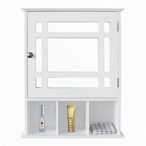 Mobiletto da bagno con porta singola e tre scomparti, bianco, spedizione gratuita, collezione YJ - Product Image 1