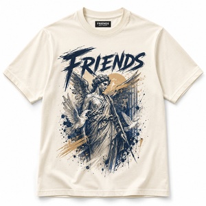 เสื้อยืดคอกลมผู้ชายผ้าฝ้าย 100% ทรงหลวม ระบายอากาศได้ดี รับผลิตตามสั่ง MOQ ต่ำ ขายส่ง - Product Image 1