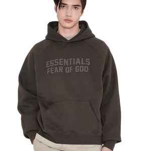 Sweats à capuche en coton vierge avec logo personnalisé pour hommes et femmes unisexe à épaules tombantes en éponge française sans ficelle - Product Image 2