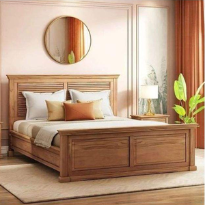 Juego de dormitorio de madera de teca más vendido de la marca de muebles más popular, juegos de cama minimalistas para hoteles, villas y apartamentos. - Product Image 5