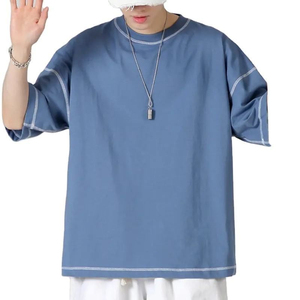 เสื้อยืดคอกลมแขนสั้นสีดำสำหรับผู้ชาย ผ้าฝ้าย 100% เป็นมิตรกับสิ่งแวดล้อม ทรงโอเวอร์ไซส์ สไตล์ลำลอง ผ้าเนื้อหนา 180 กรัม - Product Image 4