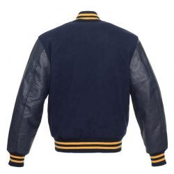 Chaqueta Varsity Negra y Dorada Personalizada para Hombre – Chaqueta Letterman con Cuerpo de Lana y Mangas de Cuero PU, Chaqueta Bomber de Béisbol con Botones a Presión - Product Image 4