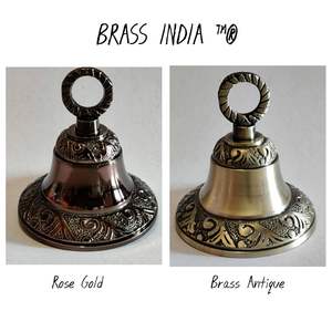Campana Decorativa de Pared de Latón Estilo Jhumka Antiguo de la India, Campana Vintage en Latón con Acabado en Oro Rosa - Product Image 5