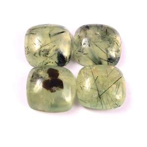 Cabochon carré en préhnite verte naturelle avec rutile, 3,50x3,50 mm, dos plat, qualité AAA, pour la fabrication de bijoux, lot en gros - Product Image 1
