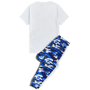 Conjunto deportivo de dos piezas para hombre, camiseta de manga corta y pantalones jogger, ropa deportiva para gimnasio, entrenamiento, fitness, correr - Product Image 2