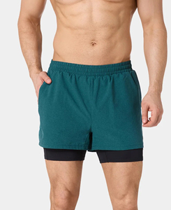 Pantalones Cortos Deportivos Casuales para Hombre, Color Sólido, Secado Rápido, con Bolsillos, Cintura Elástica, Largo Medio, Verde Azulado, Venta al Por Mayor 2026 - Product Image 1