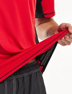 T-shirt de sport rouge à manches courtes pour homme, séchage rapide, color block, polyester, haut de gamme, très demandé, best-seller - Product Image 5