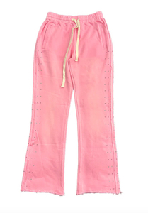 Private Label Heavyweight Luxury Cotton Custom Acid Wash Rhinestone <b>Zip</b>-Up Hoodie & Flared Sweatpants Streetwear Tracksuit - Product Image 3