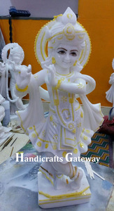 Fait Main de marbre Krishna Idole Sculpture - Product Image 4
