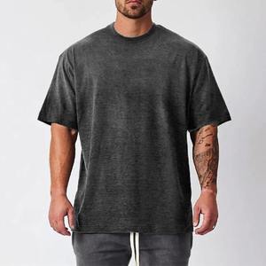 Nouveau T-shirt pour homme, col rond, manches courtes, hauts et t-shirts pour homme, T-shirt de fitness pour homme, vêtements pour homme, T-shirt noir uni en coton surdimensionné pour homme - Product Image 3