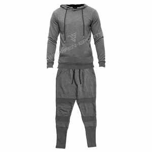 ชุดวอร์มผ้าฝ้ายสีพื้นแบบกำหนดเองสำหรับฤดูหนาว ไซส์ใหญ่พิเศษ ชุดลำลอง 2 ชิ้นสำหรับผู้ชาย พร้อมเชือกผูก - Product Image 1