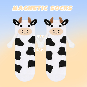 Custom Logo Magnetic Couple Cow Crew <b>Socks</b> Cute Animal Matching <b>Socks</b> for Children Kids Private Label <b>Socks</b> Manufacturer - Product Image 4