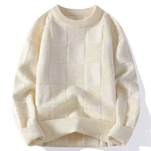 Pull en tricot géométrique marron pour homme, manches longues, vêtement d'automne, 100% acrylique, épaisseur standard - Product Image 6