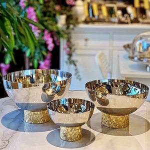 Premium Quality Stainless Steel Luxury Metal Serving Bowl Collection Unique Designer Stand Food Chocolate Candy <b>Nuts</b> Metal Bowl - Product Image 6