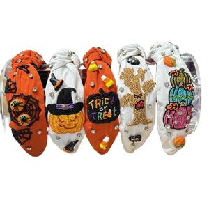 Bandeaux de qualité supérieure les plus tendances Bandeaux d'Halloween fabriqués à la main avec des motifs de citrouille, de chauve-souris et de sorcière parfaits pour les femmes - Product Image 3