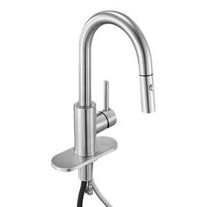 Grifo de cocina monomando de níquel cepillado con rociador extraíble para baño, RV, fregadero de bar o espacios públicos - Product Image 1