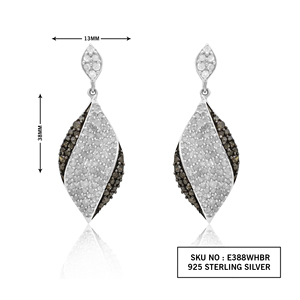 2.37 Cttw Round Cut White Champagne Natural Diamond Teardrop <b>Dangle</b> <b>Earrings</b> For Womens in 925 Sterling <b>Silver</b>, Prong Set - Product Image 2