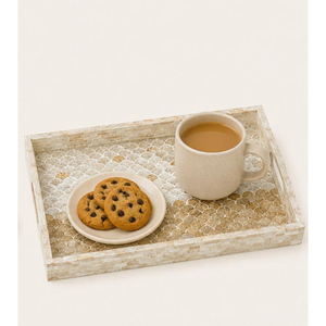 Plateau de service rectangulaire artisanal en mosaïque de nacre avec incrustation d'écaillage de poisson, plateau décoratif ottoman de luxe, vente en gros, meilleur prix - Product Image 2