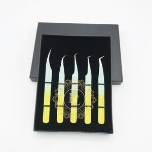 Pinzas de Punta plateada con recubrimiento en polvo Ombre, embalaje de logotipo personalizado, acero inoxidable sostenible para extensión de pestañas - Product Image 6