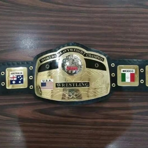 Ceinture de champion du monde poids lourd NWA en laiton avec plaques de 2 mm et drapeaux personnalisés - Product Image 1