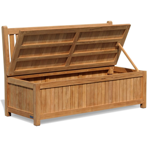 Banc de rangement moderne 2 places pour extérieur/intérieur, structure en bois d'acacia FSC, durable, réglable, installation facile pour patio et piscine - Product Image 5