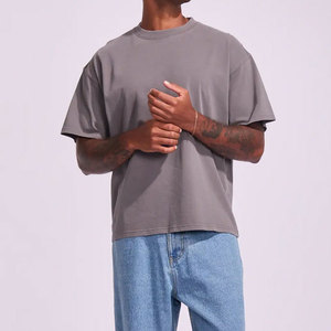 Direct Factory Sale Plus Size Drop Shoulder Sleeves Unisex Casual Solid Regular Fit Blank Logo Knitted <b>Canvas</b> Breathable - Product Image 3