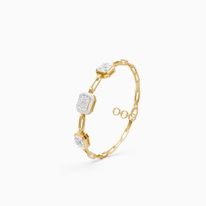 Pulsera de diamantes de 1.03 quilates cultivados en laboratorio con triple acento lineal en oro amarillo, blanco y rosa de 9 quilates. - Product Image 3