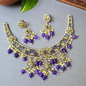 Victorian Pearl Necklace Set-18K Gold Plated Stainless Steel Designer Jewelry - Product Image 2