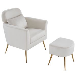Modern Single <b>Sofa</b> Chair with <b>Gold</b> Feet Flannelette Upholstery Pedals for Bedroom - Product Image 1