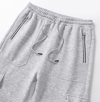 Men's Gray Corduroy Breathable Eco-Friendly Plus Size Cargo Casual Joggers Mid Waist Drawstring Loose Fit Pockets Autumn Wear