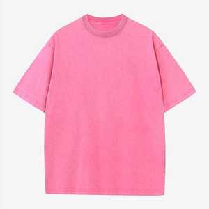Camiseta de Algodón Oversize para Hombre, Azul Sólido, Cuello Redondo, Manga Corta, Estilo Casual, Tejido Jersey, Teñido Liso, Corte Regular - Product Image 2