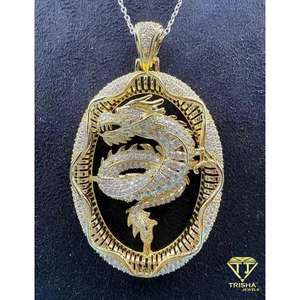 จี้มังกรในตำนาน เงินแท้ 925 ชุบทอง ประดับเพชร VVS ผลิตในห้องปฏิบัติการ สไตล์ฮิปฮอป ของขวัญสำหรับทุกเพศ - Product Image 3