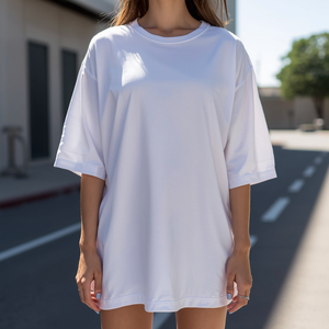 เสื้อยืดผู้หญิงผ้าเดนิม/แคนวาสแบบร่องลาย  รักษ์โลก ใส่สบาย ทรงปกติ สำหรับฤดูร้อน  รับสั่งทำได้ - Product Image 3