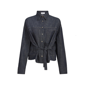 Chaqueta Bomber de Mezclilla Tejida de Alta Calidad para Mujer, Lavado Oscuro, Manga Larga, Cintura Ajustada con Botones, Informal, Transpirable, para Invierno y Actividades al Aire Libre - Product Image 2