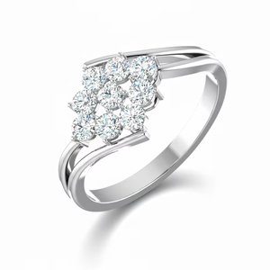 แหวนเพชรลายดอกไม้ทอง 14K สไตล์โมเดิร์น – ดีไซน์รูปทรงไม่สมมาตร |   เครื่องประดับสุดหรูสำหรับผู้หญิง |   เพชรทรงกลมเจียระไนบริลเลียนท์ 0.50 กะรัต - Product Image 1