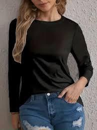 Polyester <b>Long</b> <b>Sleeve</b> T-Shirt for Women's Custom Logo Fall Solid Color Loose Fit Casual <b>Base</b> <b>Layer</b> for Group Activities - Product Image 4