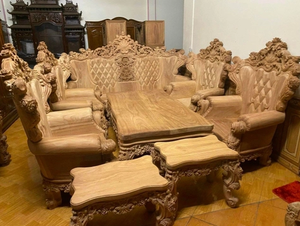 ชุดโต๊ะรับประทานอาหารไม้แดงโรสวูดสีแดงเข้มสุดหรู สไตล์ราชวงศ์ แกะสลักด้วยมือ เฟอร์นิเจอร์ห้องนั่งเล่น - Product Image 4