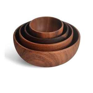Tazón de Madera Moderno Ecológico Hecho a Mano y Personalizado con Revestimiento de Silicona para Ensaladas y Servir Alimentos, Artesanía Kiswah KC-HB-805 - Product Image 2