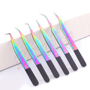 Pinzas de pestañas duraderas antiestáticas de 90 grados, embalaje de logotipo personalizado, pinzas de extensión de pestañas de acero inoxidable puntiagudas para - Product Image 2