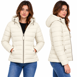 <b>women</b> <b>white</b> puffer <b>jacket</b> hooded winter bubble coat custom quilted down slim fit warm outerwear OEM wholesale insulated <b>jackets</b> - Product Image 2