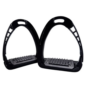 Horse Safety Stirrup Irons 4.75" Quick Release Black Aluminium Design with Auto Safety Opening, Wider <b>Foot</b> <b>Rest</b>, Stable Grip - Product Image 2
