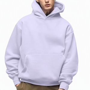 Sudadera con Capucha Ligera para Hombre, Corte Holgado, Manga Regular, Color Sólido, Estilo Casual Otoñal, 100% Algodón Felpa, Bordada - Product Image 1